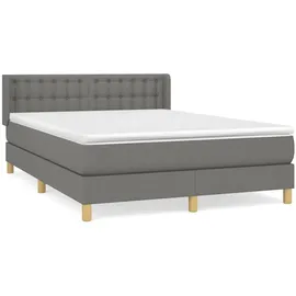 vidaXL Boxspringbett mit Matratze Dunkelgrau 140x200 cm Stoff