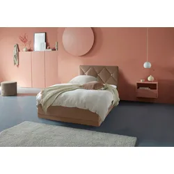 Polsterbett "Adamas", beige, L:210cm, Bezug: 100% Polyester, Polsterung: Polsterwatte, Material Gestell: gepolsterter Holzwerkstoff, WESTFALIA SCHLAFKOMFORT, Betten, auch mit Bettkasten, Knopfheftung mit Strasssteinen