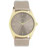 Oozoo Damenuhr C11333 IP-Gold Lederband Taupe Metallic 40 mm - Grau