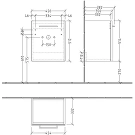 Villeroy & Boch Waschtischunterschrank 1 Tür 42,6 x 51,4 x 38,4 cm Grau