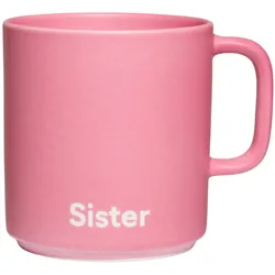Design Letters - VIP Favourite Porzellan Becher mit Henkel, Sister / pink