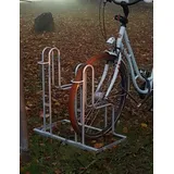 Baumarktplus Fahrradständer für 4 Fahrräder höhenversetzt 140 x 75,5 cm Stahl feuerverzinkt grau 2x2 Bodenparker Reihenparker