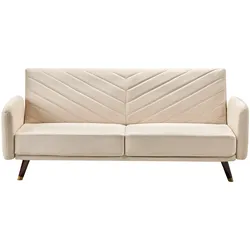 Schlafsofa SENJA Samtstoff Beige 3-Sitzer
