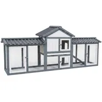nyvi Kleintierstall XXL mit Auslauf 203 x 85 x 53 cm grau