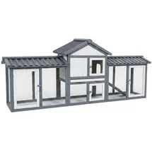 nyvi Kleintierstall XXL mit Auslauf 203 x 85 x 53 cm grau