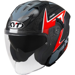 KYT NF-J Attitude Jet Helm, zwart-rood, XS