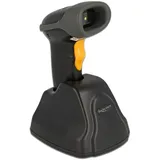 DeLock 90550 2D Barcode-Scanner Kabelgebunden 2D, 1D LED Schwarz, Orange Hand-Scanner inkl. Standfuß