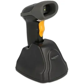 DeLock 90550 2D Barcode-Scanner Kabelgebunden 2D, 1D LED Schwarz, Orange Hand-Scanner inkl. Standfuß
