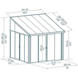 CANOPIA Wintergarten Sanremo 300 x 314 cm grau
