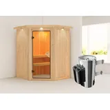 Karibu Nanja mit Dachkranz inkl. 3,6 kW Ofen + int. Steuerung