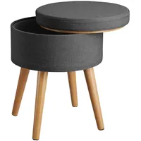 Tectake tectake® Sitzhocker mit Stauraum, rund, in Leinenoptik, 42,5 x 45,5 cm
