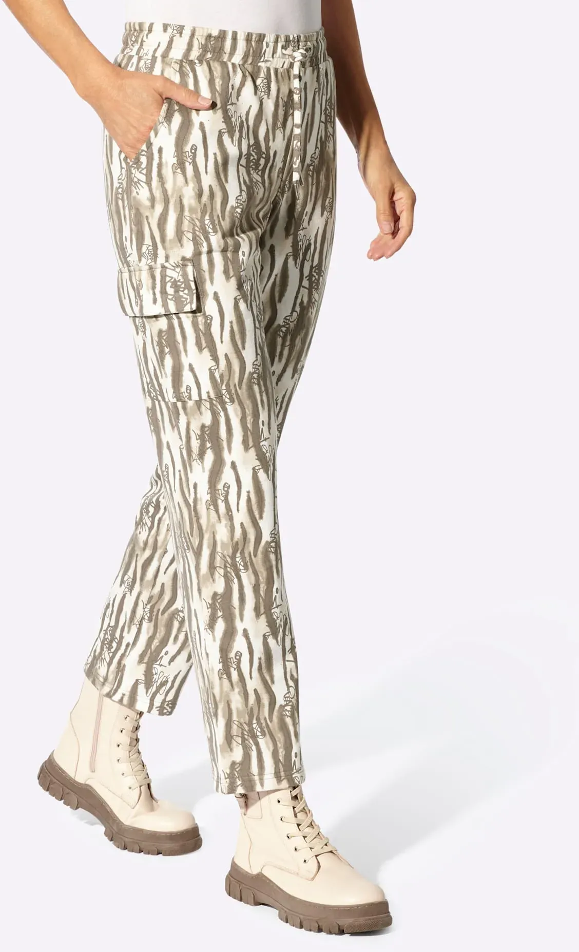 Sweathose INSPIRATIONEN, Damen, Gr. 40, Normalgrößen, dunkeltaupe, schlamm, gemustert, 50% Baumwolle, 50% Polyester, gemustert, Hosen Sweathose