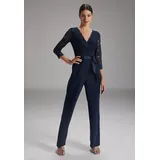 Swing Jumpsuit mit Spitzenbesatz, Marine, 40