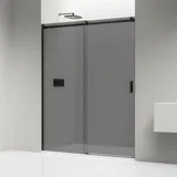 Bernstein Nischendusche Bernstein NT806 flex Schwarz matt Nano graues Glas 110 cm 6 mm ESG-Sicherheitsglas mit Schiebetür