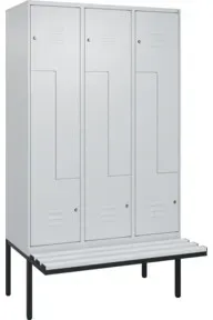 C+P Z-Spind Classic PLUS, Bank, 6 Fächer, 2120x1200x815mm, 7035/7035 Verschluss Zylinderschloss Sitzbanktyp auskragend Material Sitzfläche Kunststoff
