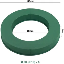 Nass Steckschaum Kranz 30cm ringförmige Plastikunterlage Frischblumen Schnittblumen Steckmasse Steckschwamm Blumensteckschaum Ring Floristik Zubehör