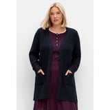 sheego Damen Große Größen Lange Strickjacke mit Zickzack-Ajourmuster Citywear trendig - - 56-58 Große Größen