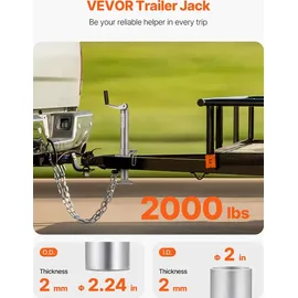 Vevor A-Rahmen-Anhängerheber, 907 kg dynamische Tragkraft, 360 mm vertikaler Hub, Anhängerstütze Reiseanhänger für Wohnmobilanhänger, Pferdeanhänger, Nutzanhänger, Yachtanhänger