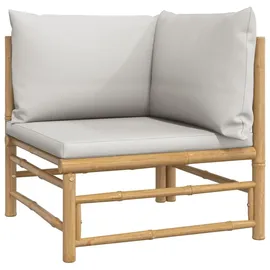 vidaXL Garten-Lounge-Set 7-tlg. mit hellgrauen Kissen Bambus braun