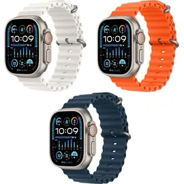 Apple Watch Ultra 2 GPS + Cellular 49 mm Titangehäuse natur, Ocean Armband blau One Size