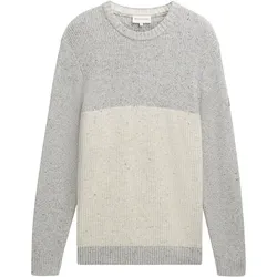 TOM TAILOR Herren Strickpullover mit Strukturmix, weiß, Meliert, Gr. XXL