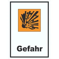 Schild Gefahrensymbol Explosionsgefahr Gefahr hochkant A6 (105x148mm)