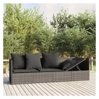 vidaXL Polyrattan Outdoor Loungebett grau inkl. Kissen 319564