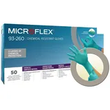 Ansell Microflex 93-260 Einmalhandschuh für Chemikalienschutz, Patentierte Formulierung mit Herausragenden Schutz, Anatomische Passform, Verlängerte Stulpe, Größe M (6 Handschuhe)