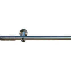 Gardinenstange INDEKO "Hamburg", silber (edelstahlfarben), L:300cm Ø:20mm, Metall, Gardinenstangen, Komplett-Set inkl. Montagematerial
