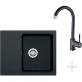 Franke - Küchenset T29, Tectonite Spülbecken Oid 611-62, schwarz - Küchenarmatur Fp 9900, schwarz 114.0366.037
