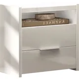 INOSIGN Nachtkommode »Malmo, Nachtschrank 2er Set, B/T/H 52/40/58 cm, mit 2 Schubkästen,«, (Set, 2 Nachtkommoden), offene Ablage, Top 22 mm stark, Metallgriff, Weiss Hochglanz lack), weiß