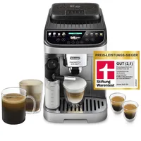 De’Longhi Magnifica Evo Next - Perfetto Kaffeevollautomat mit LatteCrema-Milchaufschäumer, 13 One-Touch-Getränke, Coffee- und Cappuccino Kaffeemaschine, farbiges Touch-Display, Silber (ECAM312.80.SB)