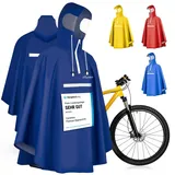 Premium Regenponcho Fahrrad wasserdicht SEHR GUT GETESTET - Regencape Fahrrad mit Reflektoren und Sichtfenster - Fahrrad Regenbekleidung als Regenponcho Damen wasserdicht, Regenponcho Herren - L