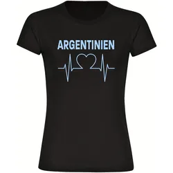 multifanshop Damen T-Shirt - Argentinien - Herzschlag - Druck hellblau - Frauen