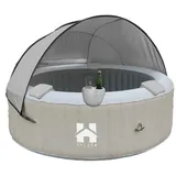 Home Deluxe - Outdoor Whirlpool SPLASH inkl. Kissen, Getränkehalter und Sonnendach I Farbe: Beige Ausstattung: 4 tlg.
