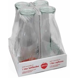 Weck Saftflasche 4er-Tray 1 l mit Ringen und Klammern