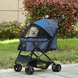 PawHut Hundebuggy Hundewagen für kleine Hunde und Katzen Oxford Blau 76,5 x 52 x 95 cm
