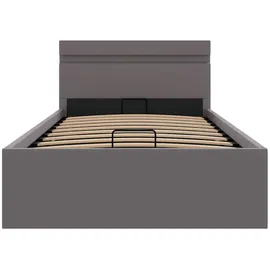 vidaXL Bett mit Bettkasten Hydraulisch LED Grau Kunstleder 100x200 cm