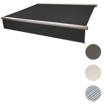 Mendler Elektrische Vollkassetten-Markise T124, 4x3m ausfahrbarer Volant Polyester anthrazit, weiß