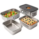 STONELINE 4er-Set: Edelstahl-Frischhaltedosen | Gr.: onesize