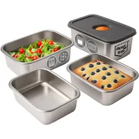 STONELINE 4er-Set: Edelstahl-Frischhaltedosen | Gr.: onesize