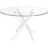 Angel Cerda Esstisch, Transparent, Weiß, Glas, 130x75x130 cm, Esszimmer, Tische, Esstische