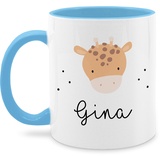 Tasse Tassen 325ml - Süße Giraffe Giraffen Giraffenmotiv - 325 ml - Hellblau - einer name