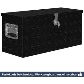 deluke DELUKE® Aluminiumbox mit Deckel Abschließbar Alubox Deichselbox Alu Anhängerbox Werkzeugkiste Transportbox Metallkiste, 80x30x35cm Schwarz