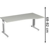 geramöbel Flex höhenverstellbarer Schreibtisch lichtgrau Trapezform, C-Fuß-Gestell silber 180,0 x 80,0/100,0 cm