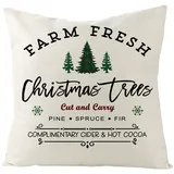 EHOMERY Kissenbezüge Für Sofakissen Kissenbezug Set Outdoor DREI Weihnachtsbäume Farm Fresh Samt Zierkissenbezüge Leinen Yogakissen Wohnzimmer Dekoration Weiß 16X16 Inches