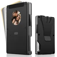 auvstar Geldbörse Herren mit Tintenbildschirm,Kartenetui Herren,Slim Wallet,Kreditkartenetui RFID Schutz,Kreditkarten Schutzhülle mit Gummiband,Smart Wallet Herren,Cardholder Herren (Sch)
