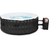 COSTWAY Aufblasbarer Whirlpool Ø180cm | 4 Personen | 108 Massagedüsen | Heizung | 800 Liter | 2240W | Inkl. Abdeckung | In- & Outdoor (Standard Version, Schwarz)