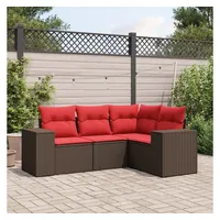 vidaXL Gartensofa-Set 4-tlg. braun Polyrattan