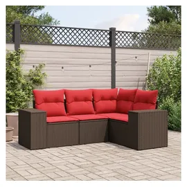 vidaXL Gartensofa-Set 4-tlg. braun Polyrattan